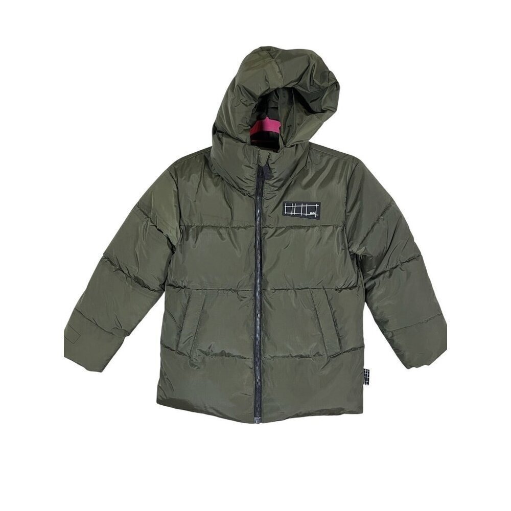 Hood Puffer Jacket Kid 8Y Green Preppy Neutral Quilted Classic Outdoor Ski Sport